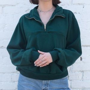 Brandy Melville 1/4 zip green sweatshirt